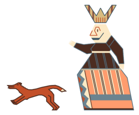 Grafikk kvinne med hund